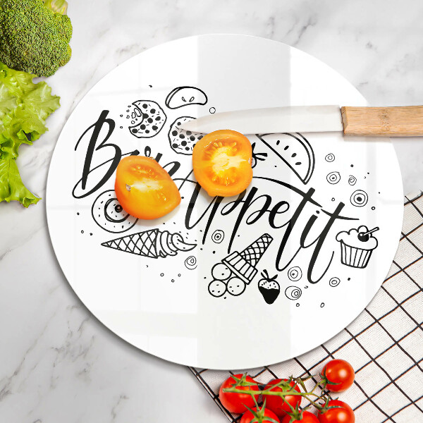 Glas Herdabdeckplatte Inschrift Bon Appetit