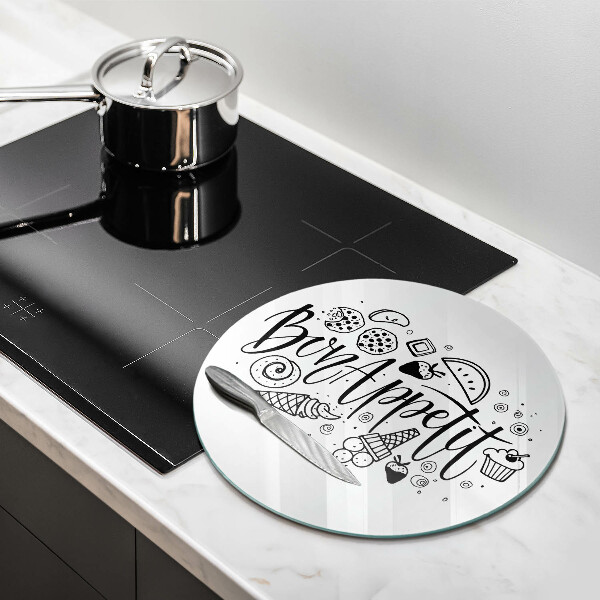 Glas Herdabdeckplatte Inschrift Bon Appetit