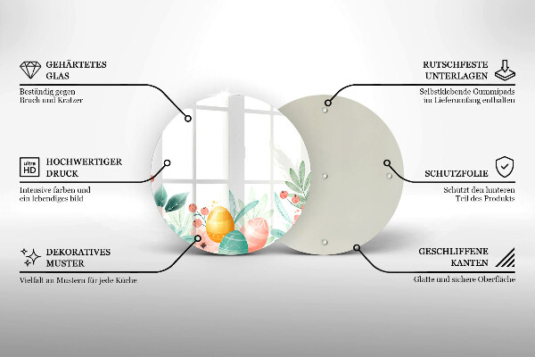 Glas Herdabdeckplatte Ostereier