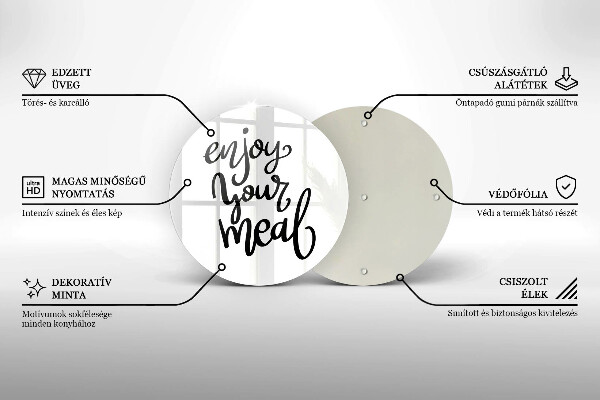 Glas Herdabdeckplatte Enjoy your meal