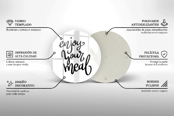 Glas Herdabdeckplatte Enjoy your meal