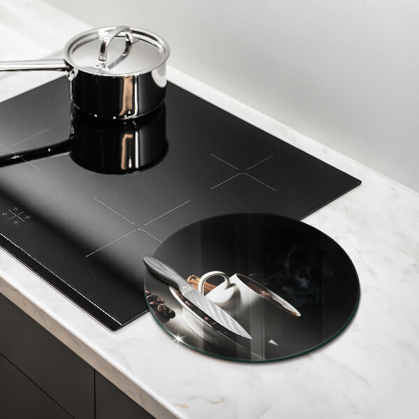 Glas Herdabdeckplatte Eine Tasse heißen Kaffee