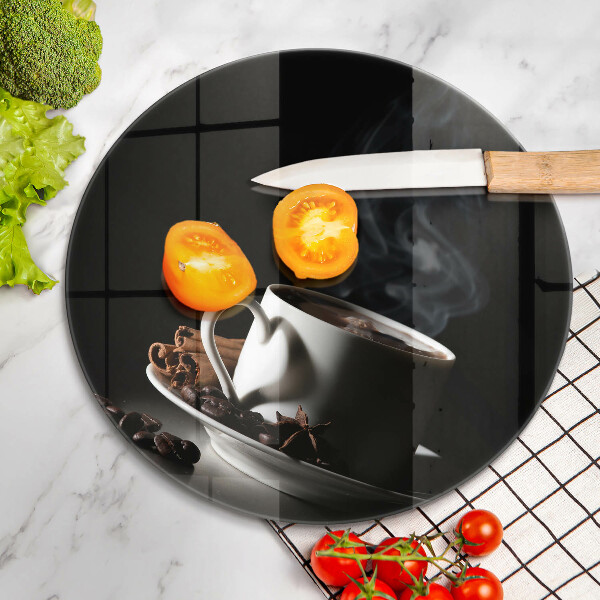 Glas Herdabdeckplatte Eine Tasse heißen Kaffee