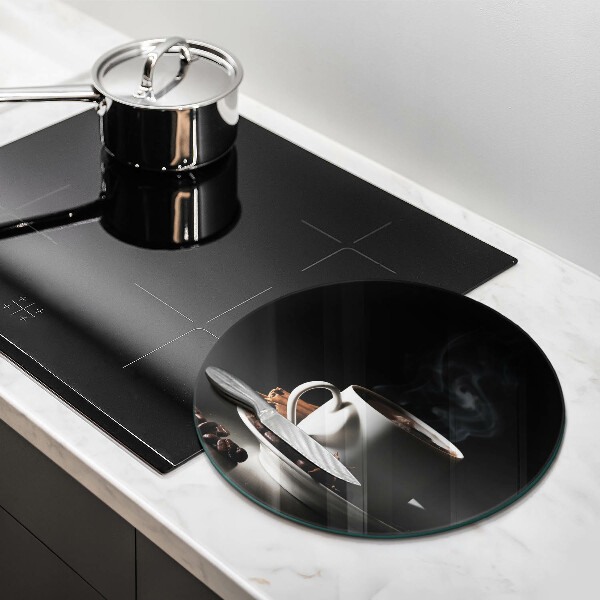 Glas Herdabdeckplatte Eine Tasse heißen Kaffee