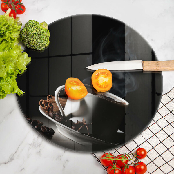 Glas Herdabdeckplatte Eine Tasse heißen Kaffee