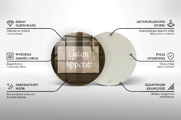 Glas Herdabdeckplatte Inschrift Guten Apetit auf Tafeln