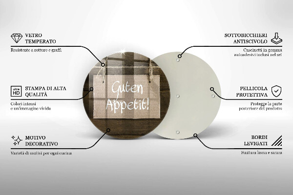 Glas Herdabdeckplatte Inschrift Guten Apetit auf Tafeln