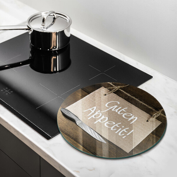 Glas Herdabdeckplatte Inschrift Guten Apetit auf Tafeln