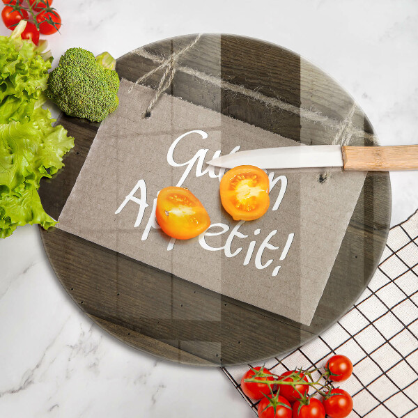 Glas Herdabdeckplatte Inschrift Guten Apetit auf Tafeln