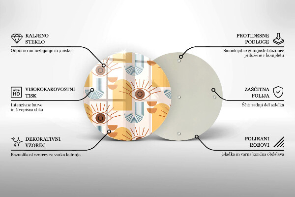 Glas Herdabdeckplatte Boho-Augenmuster