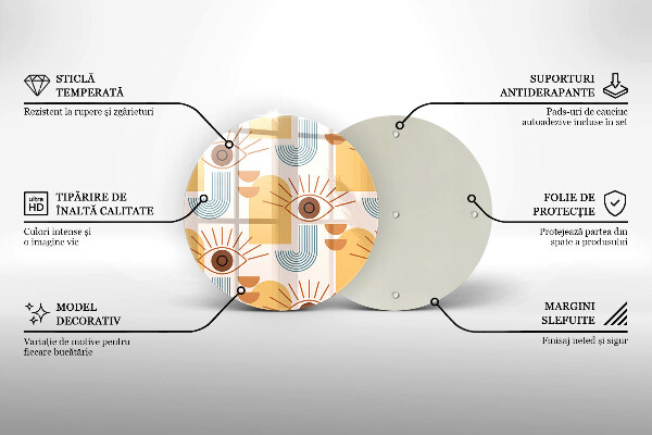 Glas Herdabdeckplatte Boho-Augenmuster