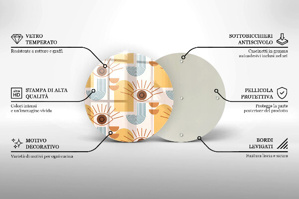 Glas Herdabdeckplatte Boho-Augenmuster