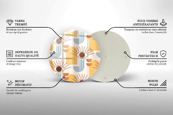 Glas Herdabdeckplatte Boho-Augenmuster