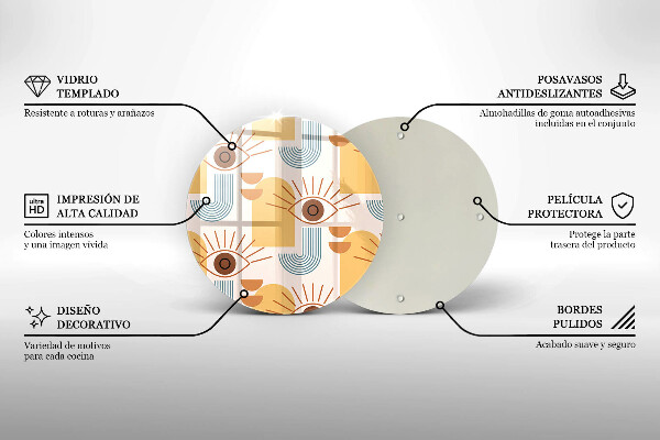 Glas Herdabdeckplatte Boho-Augenmuster