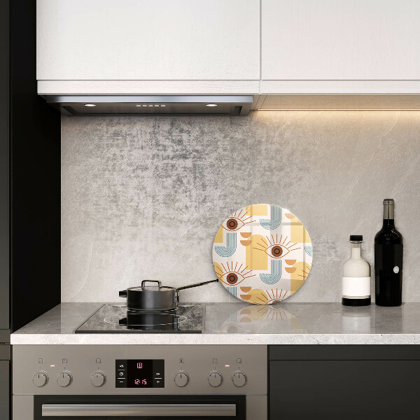 Glas Herdabdeckplatte Boho-Augenmuster