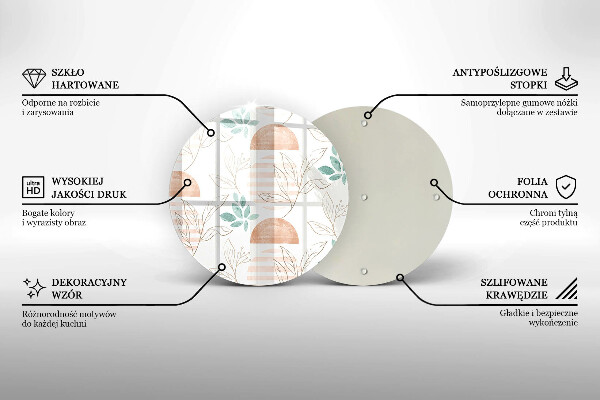 Glas Herdabdeckplatte Boho-Blättermuster