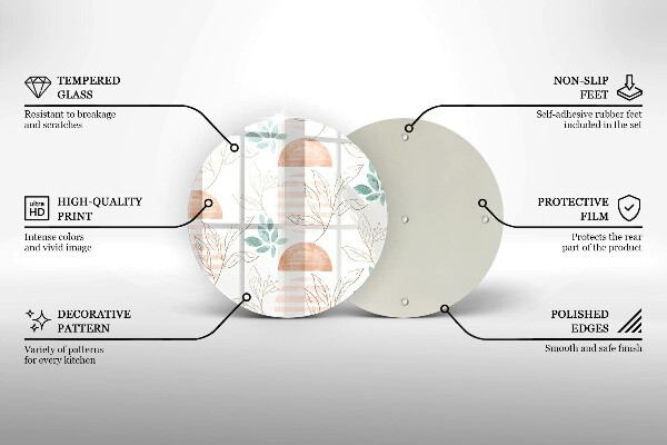 Glas Herdabdeckplatte Boho-Blättermuster