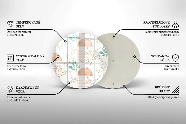 Glas Herdabdeckplatte Boho-Blättermuster