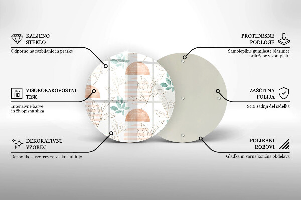 Glas Herdabdeckplatte Boho-Blättermuster