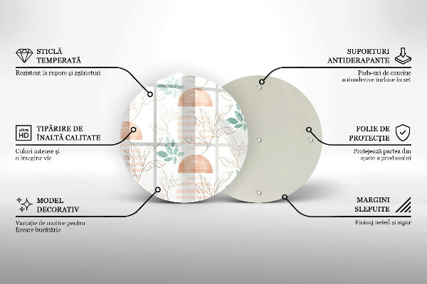 Glas Herdabdeckplatte Boho-Blättermuster