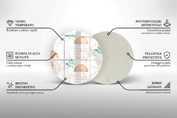 Glas Herdabdeckplatte Boho-Blättermuster