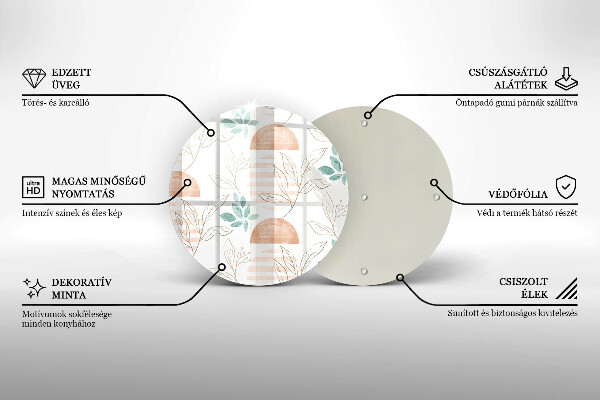 Glas Herdabdeckplatte Boho-Blättermuster