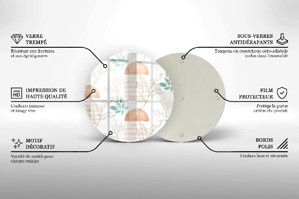 Glas Herdabdeckplatte Boho-Blättermuster