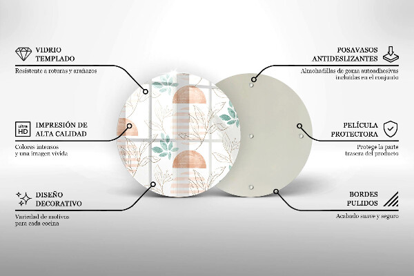 Glas Herdabdeckplatte Boho-Blättermuster