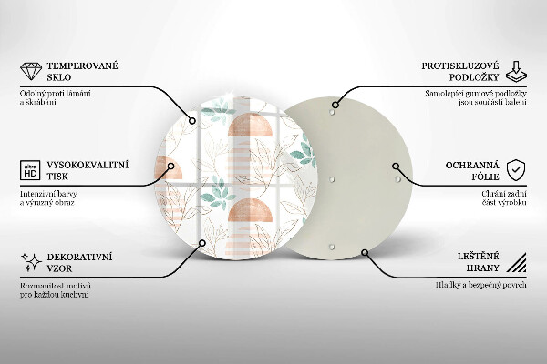 Glas Herdabdeckplatte Boho-Blättermuster