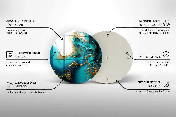 Glas Herdabdeckplatte Türkisfarbene Abstraktion