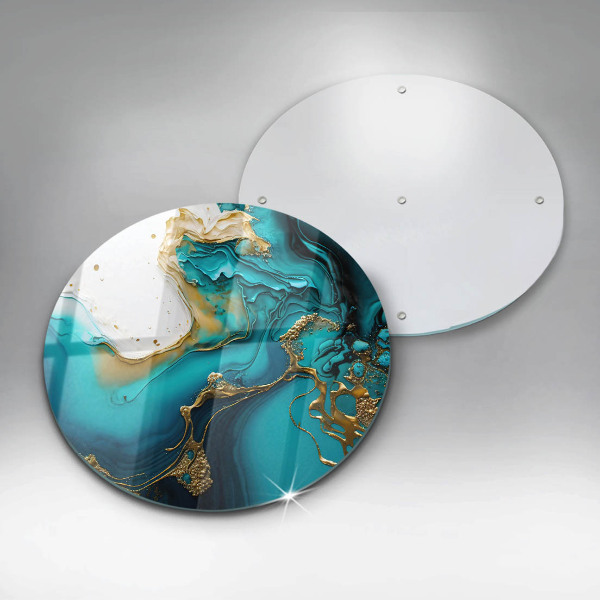 Glas Herdabdeckplatte Türkisfarbene Abstraktion