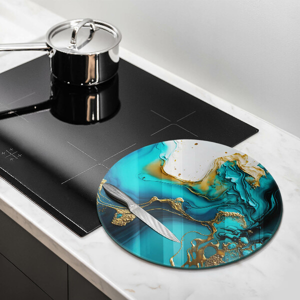Glas Herdabdeckplatte Türkisfarbene Abstraktion