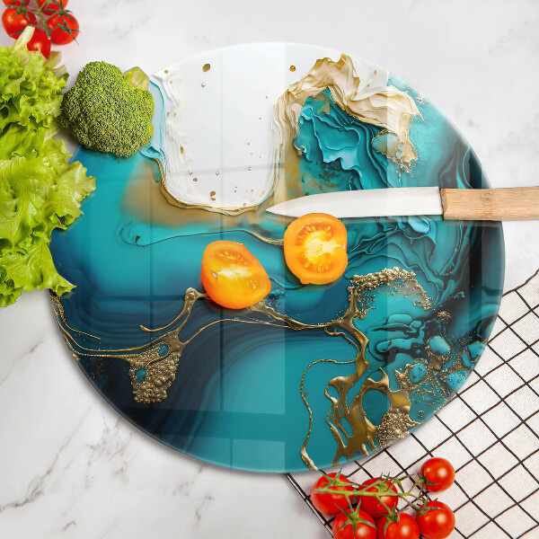 Glas Herdabdeckplatte Türkisfarbene Abstraktion