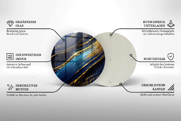 Glas Herdabdeckplatte Marineblaue Abstraktion