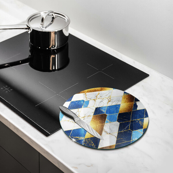 Glas Herdabdeckplatte Goldene Marmorrauten