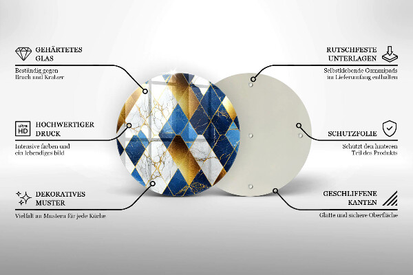 Glas Herdabdeckplatte Goldene Marmorrauten