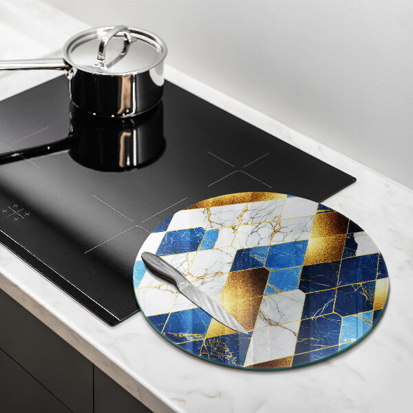 Glas Herdabdeckplatte Goldene Marmorrauten