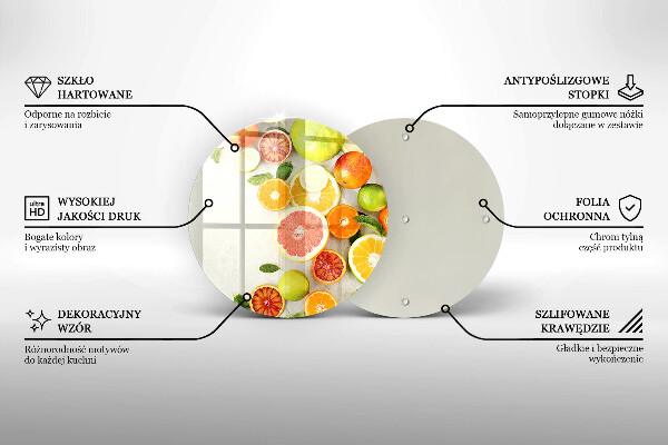 Glas Herdabdeckplatte Zitrusfrüchte