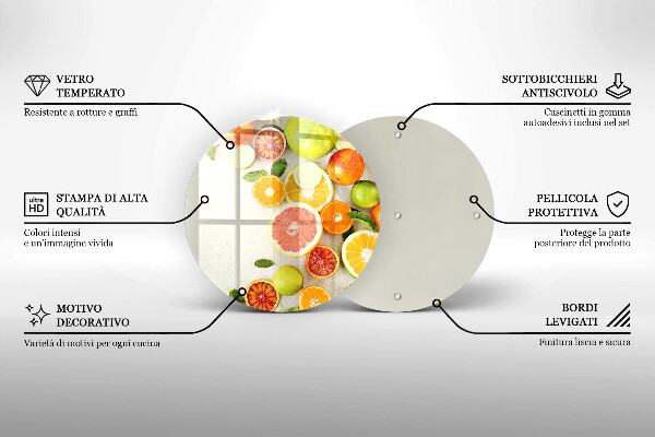 Glas Herdabdeckplatte Zitrusfrüchte
