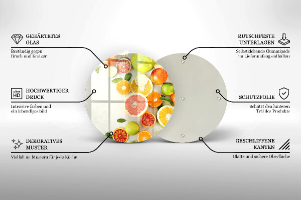 Glas Herdabdeckplatte Zitrusfrüchte