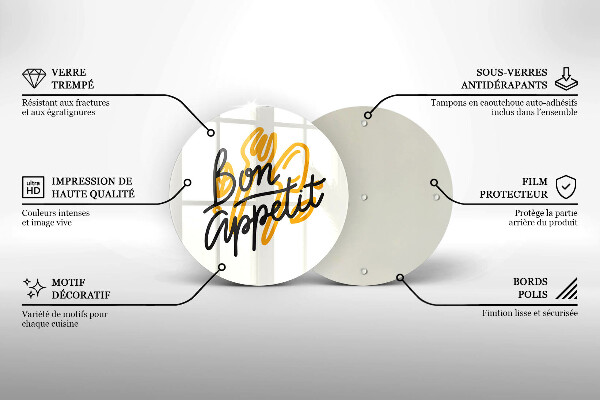 Glas Herdabdeckplatte Inschrift Bon Appetit