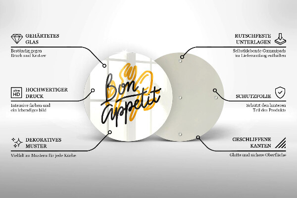 Glas Herdabdeckplatte Inschrift Bon Appetit