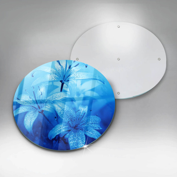 Glas Herdabdeckplatte Blaue Blumen