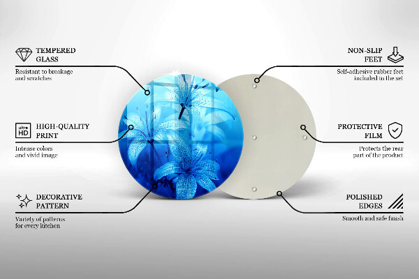 Glas Herdabdeckplatte Blaue Blumen