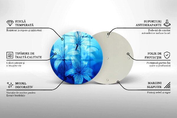Glas Herdabdeckplatte Blaue Blumen