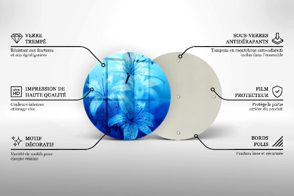 Glas Herdabdeckplatte Blaue Blumen