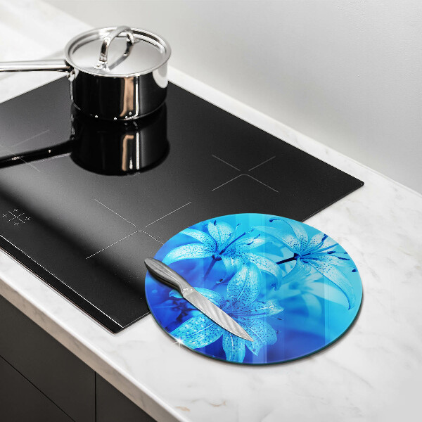 Glas Herdabdeckplatte Blaue Blumen