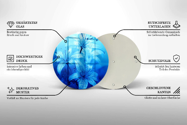 Glas Herdabdeckplatte Blaue Blumen