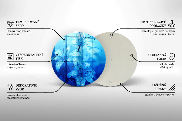 Glas Herdabdeckplatte Blaue Blumen
