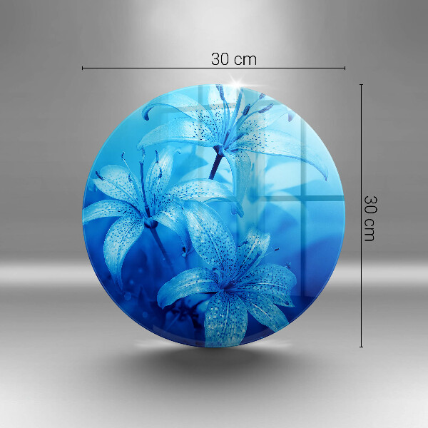 Glas Herdabdeckplatte Blaue Blumen